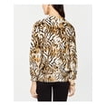 thumbnail image 2 of INC Womens Beige Animal Print Long Sleeve V Neck Top Size: XS, 2 of 4