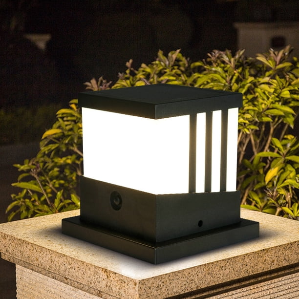 Lámpara de pilar solar de borde, lámpara de pilar impermeable para exteriores, lámpara de pared de villa, lámpara decorativa para patio y paisaje