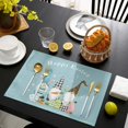 thumbnail image 4 of Placemats Set of 6, Easter Eggs Gnome Elf Design Blue Background Washable Burlap & Cotton Placemats for Kitchen Dining Table Holiday Home Decoration, 4 of 6
