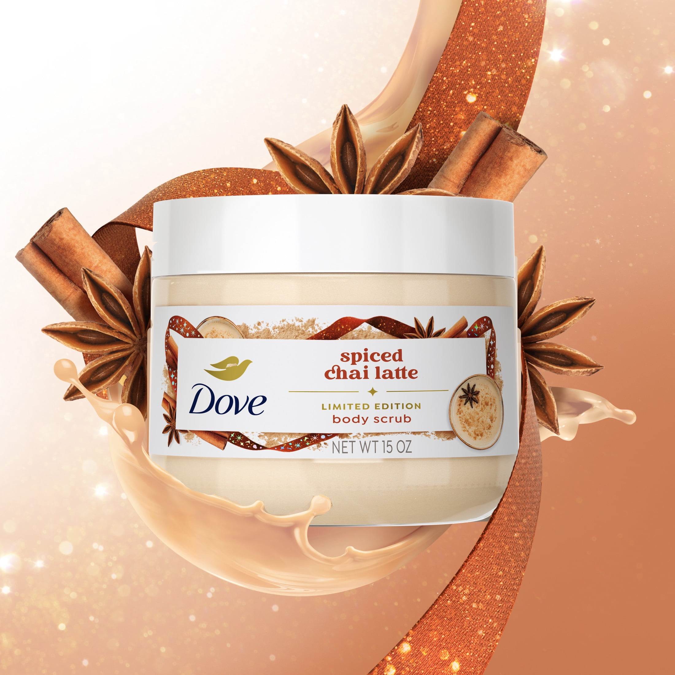 Dove Limited Edition Holiday Treats Body Scrub Spicy Chia Latte For Deep Nourishment ,15 oz