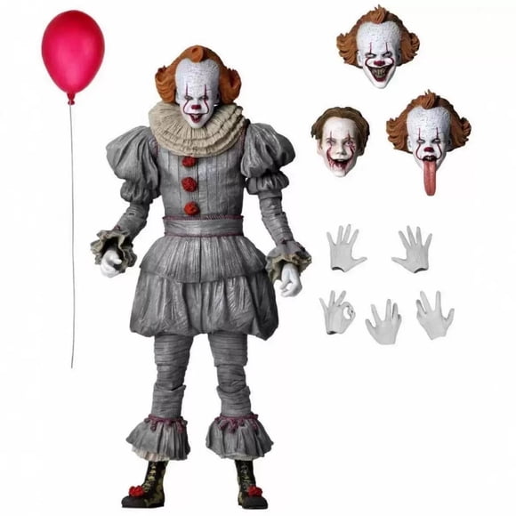 Figurine Articulée de Clown Pennywise, Figurine d'Horreur de Collection IT Chapter Two avec Têtes et Mains Interchangeables, Échelle de 7 Pouces