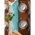 thumbnail image 2 of nqOlkjepod Turquoise Beach Table Runner 90 Inches Long Farmhouse Dress Scarves, Abstract Ripple Gradient Ocean Sand Dining Tablerunner for Coffee Table/Kitchen Island/Party Décor, 13" x 90", 2 of 8