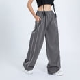thumbnail image 4 of Women Trendy Baggy Cargo Pants Y2K Low Waist Straight Wide Leg Parachute Pants Multiple Pockets Joggers Streetwear, 4 of 7