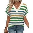 thumbnail image 1 of Blusa WIHOLL para mujer, talla grande, manga corta, cuello en V, verde, 3XL, 1 of 5