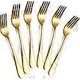 thumbnail image 1 of SNQ Dinner Fork Set - 20 cm - 6 Pieces - Gold Food Forks, Table Forks, Cutlery Forks - Dishwasher Safe - For Home, Kitchen or Restaurant, 1 of 4
