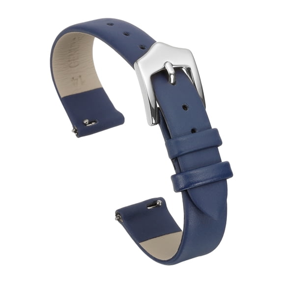 Uxcell 14mm Blue Genuine Leather Watch Bands with Silver Buckle for Women