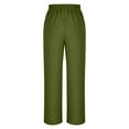 thumbnail image 4 of lcziwo Linen Pants for Women Dress Work Pants Solid Casual Straight Wide Leg Pants Trendy Summer Palazzo Pants with Pockets Limited Time Sales Army Green XXL, 4 of 7