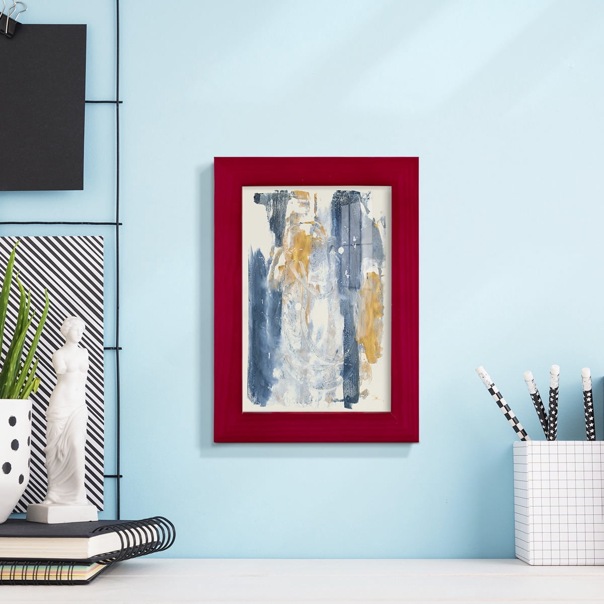 Circles & Dream II - Framed Print w/glass - Cherry Red