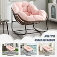thumbnail image 5 of Villeston Outdoor Rattan Rocking Chair, Striped Upholstery, Pink, 5 of 10
