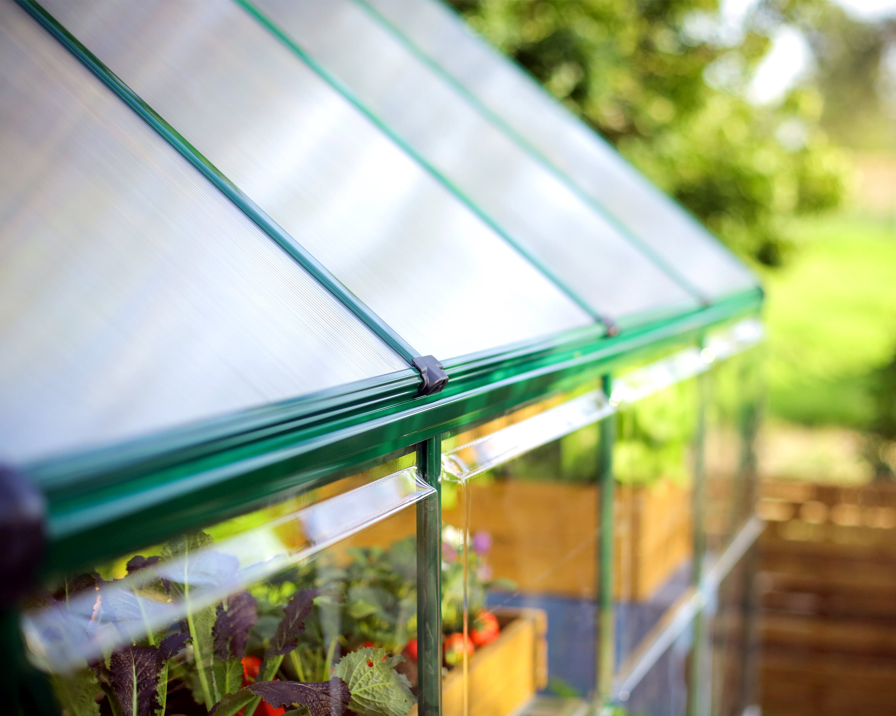 Palram - Canopia Hybrid 6' x 4' Polycarbonate/Aluminum Walk-In Greenhouse – Green - with Roof Vent