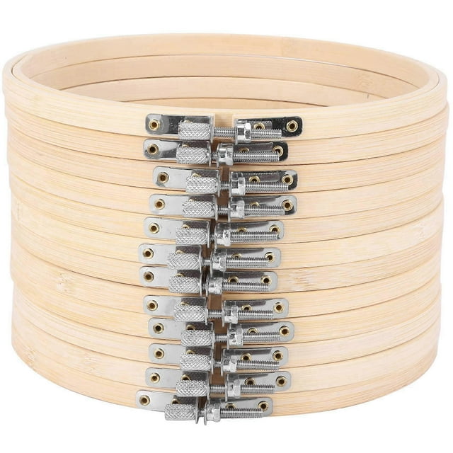 12 Pieces 7 Inch Wooden Embroidery Hoops Bulk Bamboo Circle Hoop Round Ring for Art Craft Handy Sew.pa