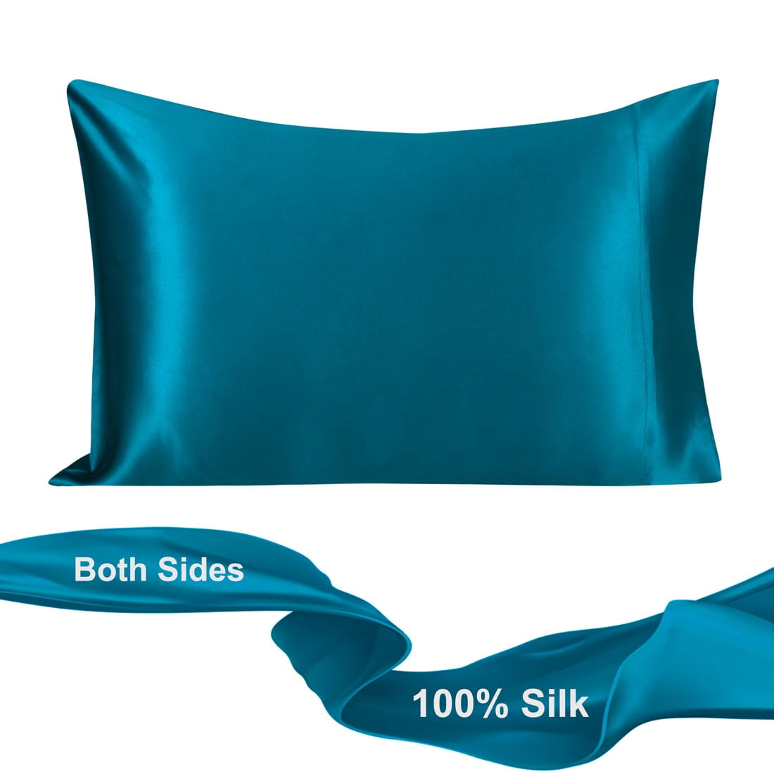 Unique Bargains Silk Pillowcase for Hair 1Pcs Peacock Blue Queen