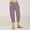 Purple, variant on Women Casual Linen Drawstring Elastic Waist Wide Leg Pants Cropped Trousers