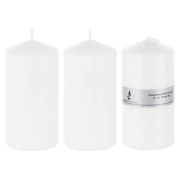 Mega Candles 3 pcs Unscented White Round Pillar Candle, Pressed Premium Wax Candles 3 Inch x 6 Inch, Home Décor, Wedding Receptions, Baby Showers, Birthdays, Celebrations, Party Favors & More