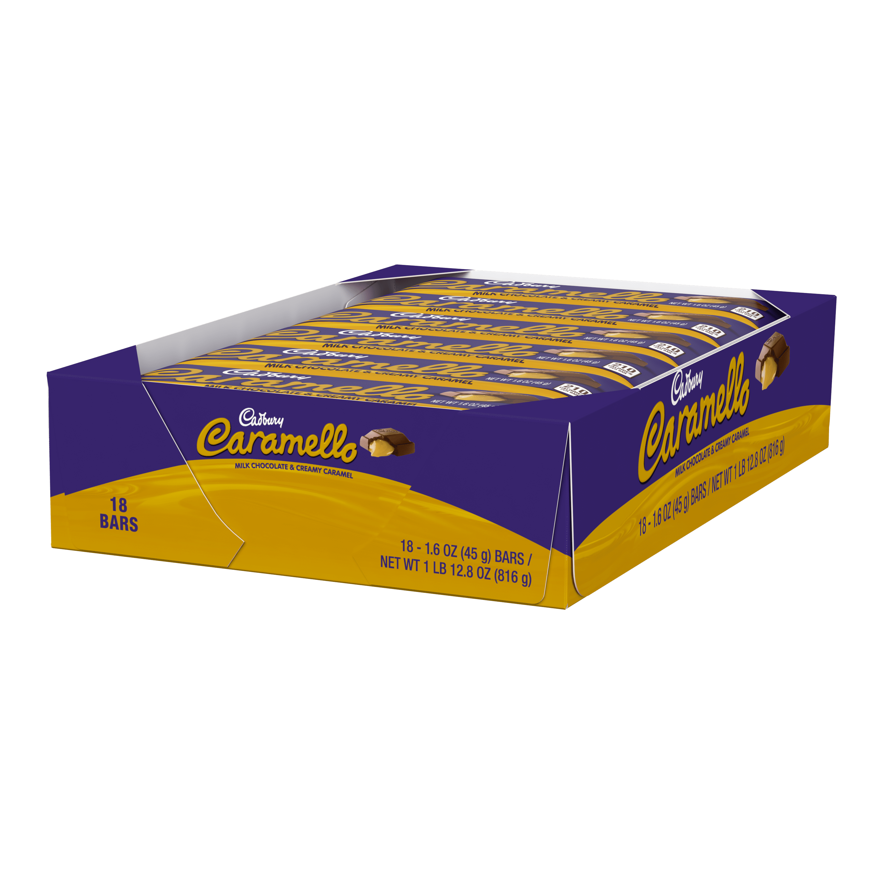 Cadbury Caramello, Candy Bar Box, 1.6 Oz., 18 Ct.