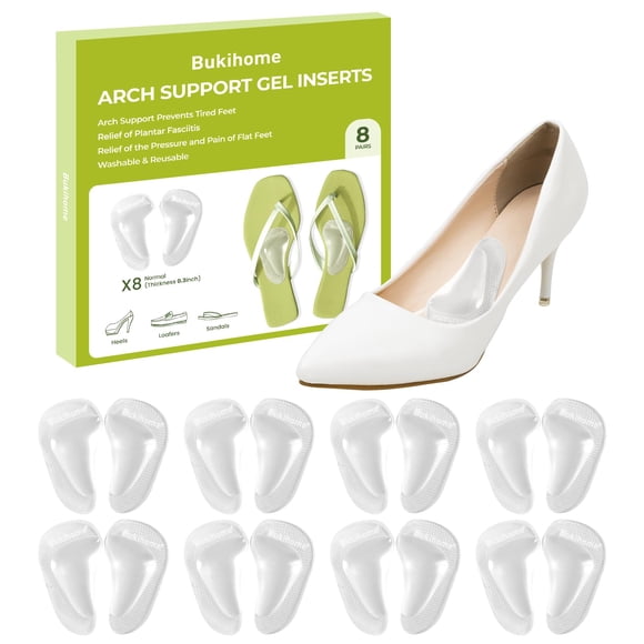 Plantillas de gel Arch Support Bukihome, 8 pares, 1,2 cm