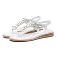 thumbnail image 4 of Sandalias planas para mujer, cómodas y de punta abierta para la playa (Plata 40), 4 of 9