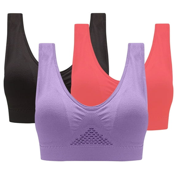 Tbopshirt Tbopshirt Wireless Sports Bras for Women Plus Size,Stretchy Yoga Bras,3-Pack Women Sports Bra Without Wire Free Support Yoga Running Underwears
