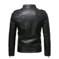 thumbnail image 3 of Men's Leather Jacket 2025 Fall Winter Long Sleeve Slim Fit Stand Collar Zip Up Jacket with Pockets Outerwear Coat, 3 of 6