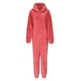 thumbnail image 4 of Combinaison à Capuche Manches Longues d'Hiver Confortable pour Femmes Pyjama Tenue de Détente Douce Fermeture Éclair devant, 4 of 8