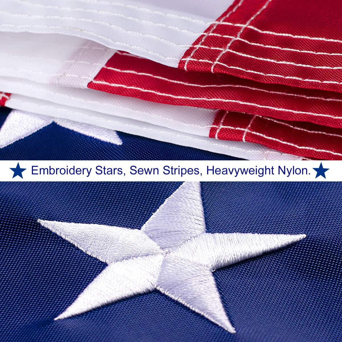 5'X8' Ft American Flag USA Flag 420D Polyester Embroidered Stars Brass Grommets 