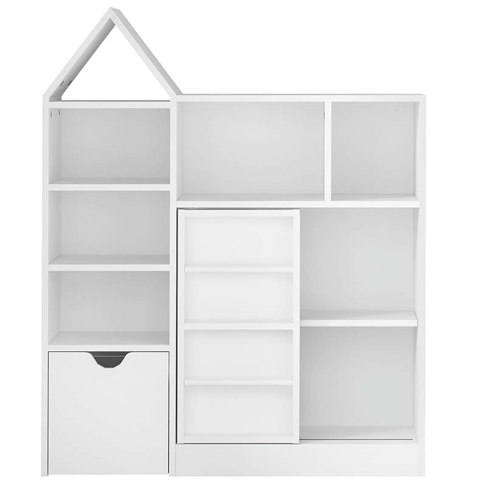 TROPOW 47'' Kids Toy Storage Organizer & Bookshelf, Floor Storage Cabinet Toy Chest with Movable Drawers, Bookshelf with Storage Cubbies Toy Box, for Playroom, Bedroom, Classroom, Library, White