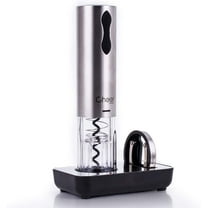 Electric Wine Opener, Stainless Steel Rechargeable Cordless Electric Corkscrew Wine Bottle Opener with Foil Cutterabd and Collectible Recharging Base, Wine Accessories 7717-W121-13