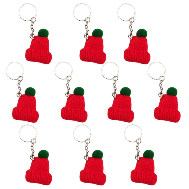 10 PCS 1 Conjunto de decoraciones de llave de llave de forma de sombrero de punto adorable (rojo 2)