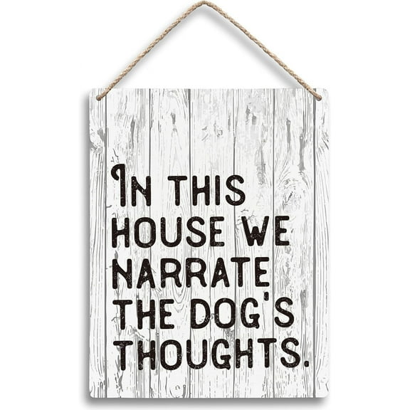 Zomyto In This House We Narrate the Dogs Thoughts Hanging Wooden Signs 8x10, Dog Decor for Dog Room, Dog Signs for , House Rules Sign