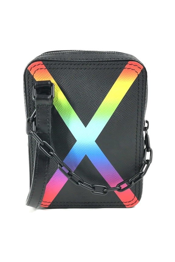 Pre-Owned LOUIS VUITTON M30332 Taiga Rainbow Danube Messenger Pochette Shoulder Bag in Leather,...