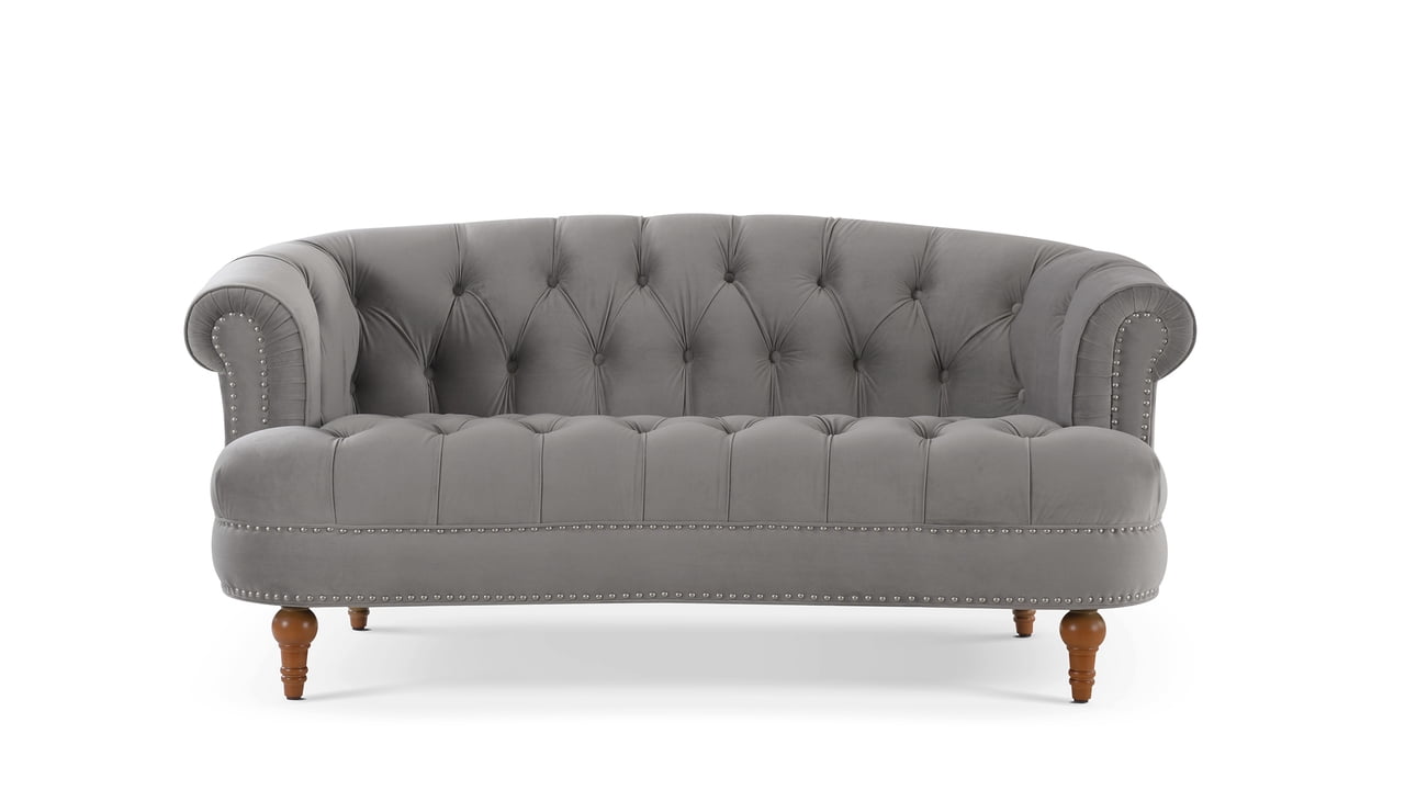 Jennifer Taylor Home La Rosa Victorian Chesterfield Loveseat, Opal Grey ...