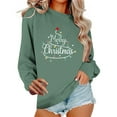 thumbnail image 2 of SYMOID Womens Green Christmas Sweatshirt, 100% Cotton Oversized Merry Christmas Tree Graphic Crew Neck Long Sleeve Festive Holiday Top,Size S, 2 of 6
