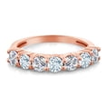 thumbnail image 2 of Gem Stone King 18K Rose Gold Plated Silver E-F Lab Grown Diamond Sky Blue Aquamarine Anniversary Ring for Women (1.19 Cttw, Gemstone Birthstone, Size 9), 2 of 4