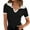 Black and white, variant on Women's Short Sleeve V Neck T Shirts 2024 Summer Knit Slim Fitted Basic Solid Color Tee Tops
