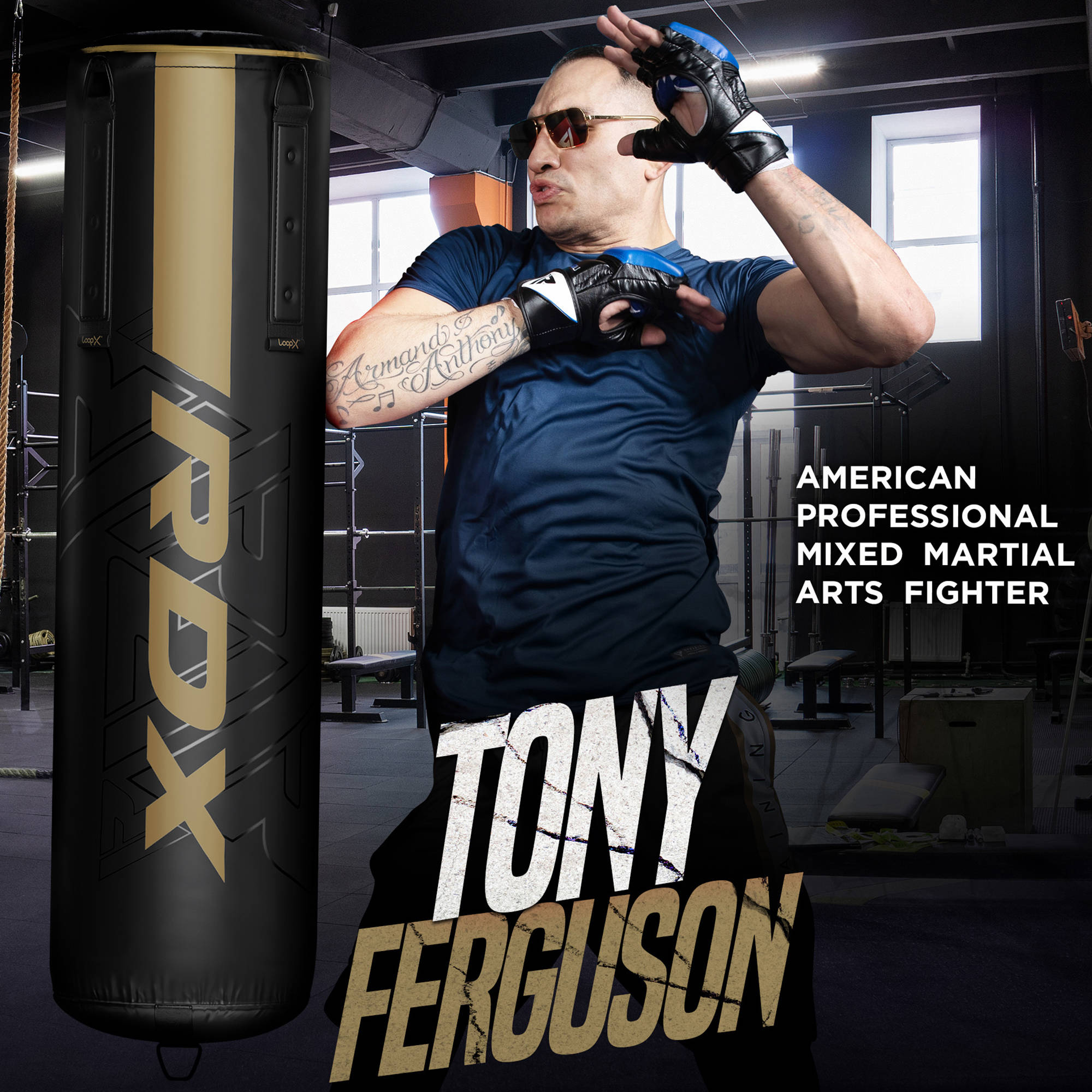 RDX Punch Bag 60LB,80LB, Leather Adult Punch Bag and Boxing Gloves, 4ft, Golden