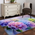thumbnail image 3 of Pink Purple Floral Area Rugs 3'x5', Small Throw Rugs for Living Room Bedroom, Spring Hydrangea Flower Fantasy Botanical Indoor Outdoor Rug Non-Slip Low Pile Carpet Runner Reversible Floor Mats, 3 of 8