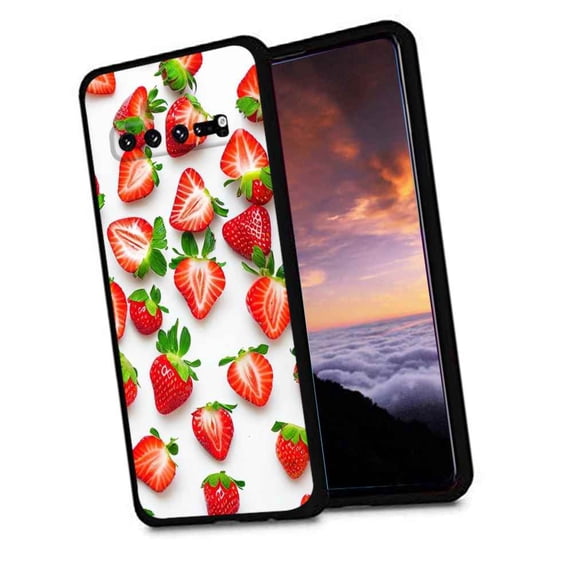 Compatible with Samsung Galaxy S10 Phone Case, strawberry-berries-8 Case Silicone Protective for Teen Girl Boy Case for Samsung Galaxy S10