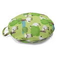 thumbnail image 1 of Farm Animal Round Floor Cushion with Handle, Cartoon with Sad Sheep in Forest with Trees and Pond, Decorative Pillow for Living Room & Dorms, 18" Round, Pale Green Multicolor, by Ambesonne, 1 of 4
