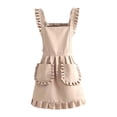 thumbnail image 1 of Lipstore Retro Apron with Ruffles And Front Pockets for Domestic - Ideal for Kitchen, Household, Cooking, Baking, Cafe, Costume Parties And Cosplay. Beige, 1 of 6