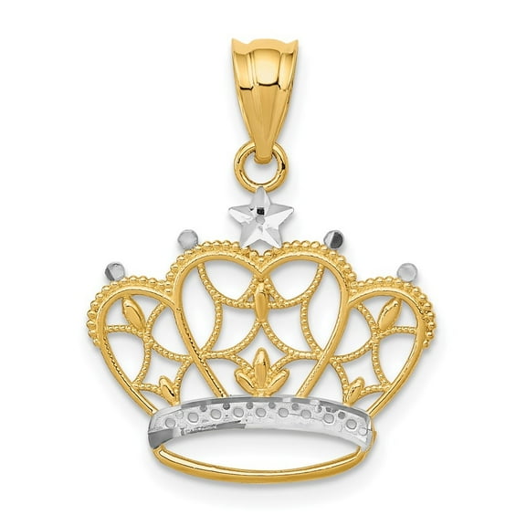 Auriga 14k Yellow Gold and Rhodium Crown Pendant for Women