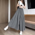 thumbnail image 4 of BLCHUNen Wide Leg Pants for Women Elastic High Waisted Flowy Pants Casual Loose Cooling Culottes Trousers Fashion,XL,Gray, 4 of 5