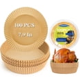 thumbnail image 1 of 100 Pcs Air Fryer Disposable Paper Liner Large for 5 to 8 Qt Basket, 7.9 inch Unbleached Non-stick Oil-proof Parchment Paper, 1 of 7