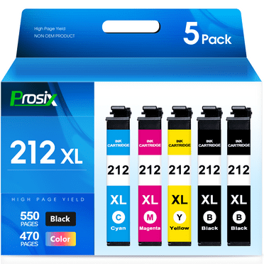 212XL Ink Cartridge for Epson 212 Ink for Epson 212XL Ink for Workforce WF-2850 WF-2830 XP-4100 XP-4105 Printer (Black Cyan Magenta Yellow, 5-Pack)