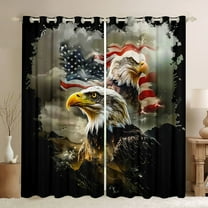 Castle Fairy Safari Eagle Black Out Curtains for Boys Girls,USA Flag Curtains Pack of 2 (42x63 Each),Vintage Aesthetic Bedroom Curtains,Super Cozy Room Decor