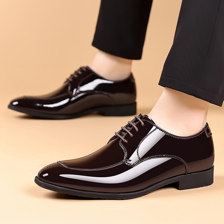 white christmas dresses Men Casual Shoes Mesh Breathable Flat Business Leather, Brown / 7.5