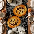thumbnail image 3 of Smile Jack O Lantern Pumpkin Ghost Spider Halloween Table Runner Black 13 x 72 Inch, 3 of 8