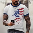 thumbnail image 5 of Men's Patriotic Print Open-Fly T-Shirt, Vintage Short Sleeve Top with Unique Button Details ,White 2XL, 5 of 5