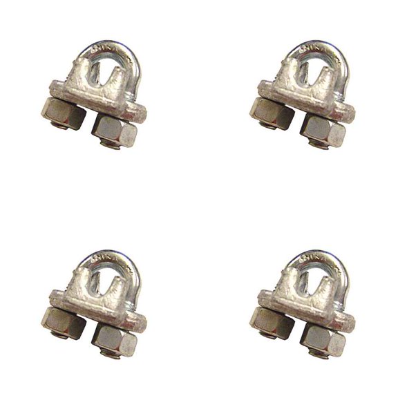 7/8" Galvanized Drop Forged Wire Rope Clips - 4 Pack