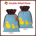 thumbnail image 2 of Rocae Cute Ducky Print Christmas Drawstring Linen Gift Bag with Drawstrings Treat Bag Goody Present Bags for Christmas Party Favor, 2 of 8