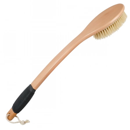 ACDANC Back Scrubber Brush for Shower,Long Stiff Bristle Body Bath Brushes,Wooden Curved Long Handle Skin Exfoliator for Men Women Wet or Dry Use